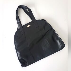 SOTHY'S PARIS Oversized Dome Tote Bag Carry-All Black Faux Leather Zip Closure